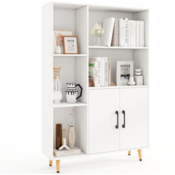 Costway 5 Compartment 2 Door White Bookcase - Size: 80 x 23 x 119cm - Wilko - thumbnail 4