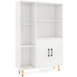 Costway 5 Compartment 2 Door White Bookcase - Size: 80 x 23 x 119cm - Wilko - thumbnail 3