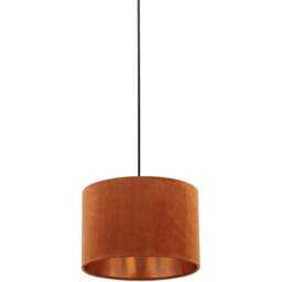 Lighting Collection Burnt Orange Copper Inner Velvet Drum Shade - Size: 20 x 30 x 30cm - Wilko