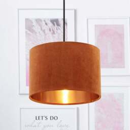 Lighting Collection Burnt Orange Copper Inner Velvet Drum Shade - Size: 20 x 30 x 30cm - Wilko - thumbnail 3