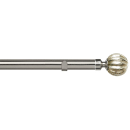 New Edge Blinds 160cm Fixed Length Satin Silver Eyelet Metal Curtain Pole Set with Dynasty Finial - Wilko
