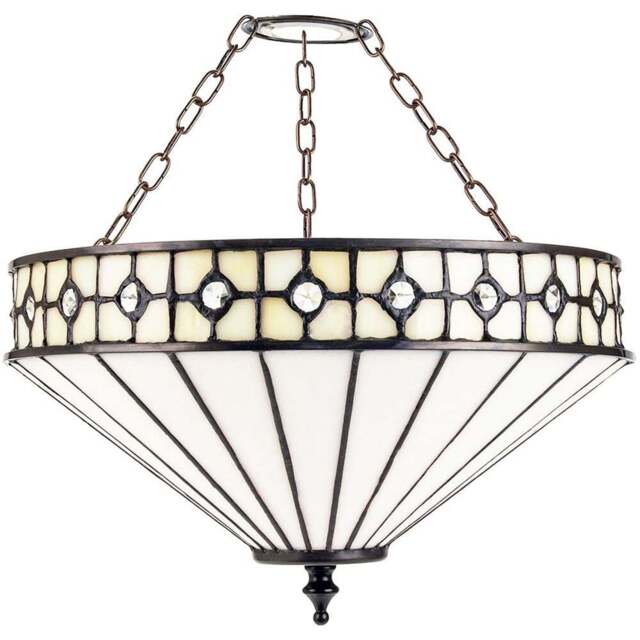Happy Homewares Opal White Tiffany Glass Pendant Shade - Size: 17 x 30 x 30cm - Wilko - image 1
