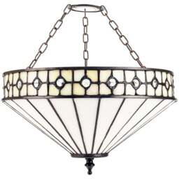 Happy Homewares Opal White Tiffany Glass Pendant Shade - Size: 17 x 30 x 30cm - Wilko - thumbnail 1