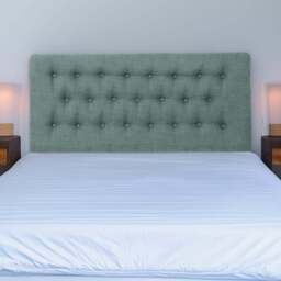 Bedmaster Lona King Size Duck Egg Linen Buttoned Headboard - Blue - Wilko