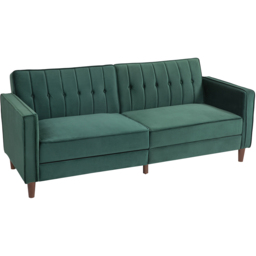 HOMCOM 3 Seater Green Velvet Button Tufted Sofa Bed - Wilko - thumbnail 3