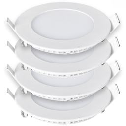 ENER-J 6W 4000K LED Panel Round Recessed Ceiling Downlight 4 Pack - Size: 30 x 20 x 10cm - Wilko - thumbnail 1