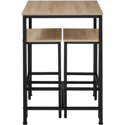 tectake 2 Seater Light Wood Oak Sonoma Bar Table with Stools - Brown - Wilko - thumbnail 6