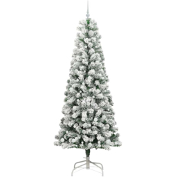 vidaXL Pre-Lit Warm White LED and White Baubles Snow Flocked Artificial Christmas Tree 7.8ft - Green - Wilko - thumbnail 5