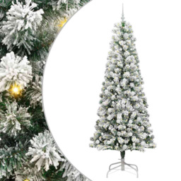 vidaXL Pre-Lit Warm White LED and White Baubles Snow Flocked Artificial Christmas Tree 7.8ft - Green - Wilko - thumbnail 3