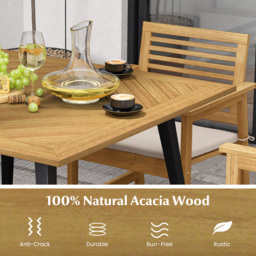 Costway 4 Seater Wooden Patio Table with Metal Legs - Multi - Wilko - thumbnail 7