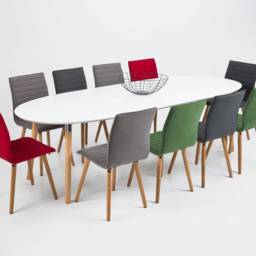 Florence Belina 8 Seater Oval Dining Table White and Oak - Furniture To Go - Wilko