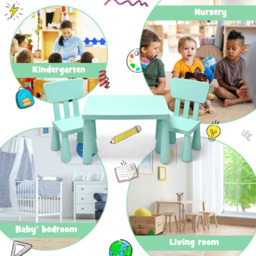 Costway 2 Seater Blue Kids Activity Table and Chair Set - Size: 81 x 60 x 21cm - Green - Wilko - thumbnail 7
