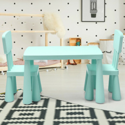 Costway 2 Seater Blue Kids Activity Table and Chair Set - Size: 81 x 60 x 21cm - Green - Wilko - thumbnail 1