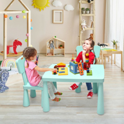 Costway 2 Seater Blue Kids Activity Table and Chair Set - Size: 81 x 60 x 21cm - Green - Wilko - thumbnail 4