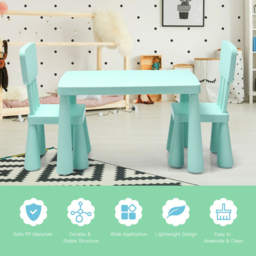 Costway 2 Seater Blue Kids Activity Table and Chair Set - Size: 81 x 60 x 21cm - Green - Wilko - thumbnail 5