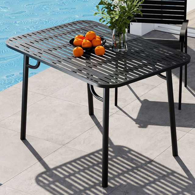 Living and Home Black Rectangular Outdoor Garden Metal Table - Size: 87 x 125 x 14.5cm - Wilko - image 1