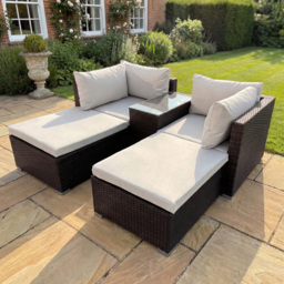 Artemis Home Bastia 4 Seater Cream and Brown Outdoor Lounge Set - Wilko - thumbnail 1