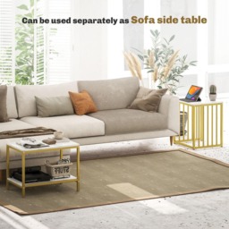 HOMCOM Marble Effect and Gold Tone Nest of Tables Set of 2 - Size: 52 x 40 x 45cm - Orange - Wilko - thumbnail 7