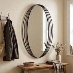 Black Swirl Oval Mirror - Size: 99 x 66cm - The Port. Co Gallery - Wilko - thumbnail 6