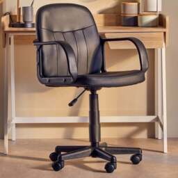 Premier Housewares Black PU Home Office Chair - Size: 58 x 59 x 93cm - Interiors by Premier - Wilko - thumbnail 1