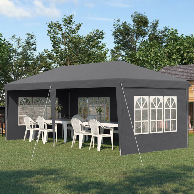 Outsunny 3 x 6m Grey Pop Up Gazebo with Sidewalls - Size: 118 x 36 x 25cm - Wilko - image 1