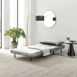 Furniturebox Billie Single Seater Grey Velvet Sofa Bed - Wilko - thumbnail 4