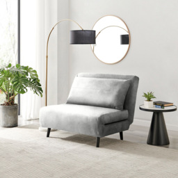 Furniturebox Billie Single Seater Grey Velvet Sofa Bed - Wilko - thumbnail 5