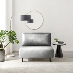 Furniturebox Billie Single Seater Grey Velvet Sofa Bed - Wilko - thumbnail 6