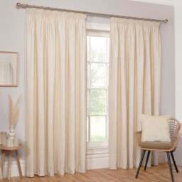 Chenille Taped Curtains - Natural/168cm/229cm - Size: W 66 x D 90cm - Divante - Wilko