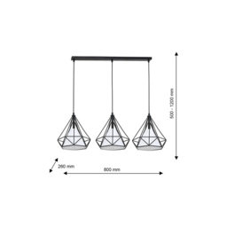 Milagro Triangolo Black 3 Pendant Lamp 230V - Size: 26 x 80 x 120cm - Wilko - thumbnail 6
