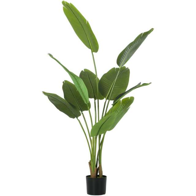 HOMCOM Green Bird of Paradise Artificial Plant Pot with Flocking 160cm - Size: 23 x 23 x 112cm - Wilko - image 1