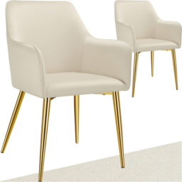 tectake Avane Set of 2 Beige High Backrest Dining Chair - Cream - Wilko - thumbnail 3