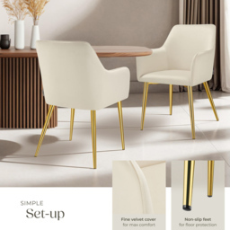 tectake Avane Set of 2 Beige High Backrest Dining Chair - Cream - Wilko - thumbnail 5