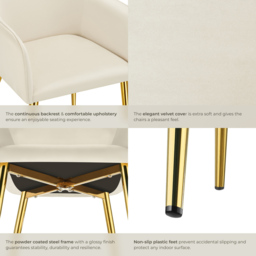 tectake Avane Set of 2 Beige High Backrest Dining Chair - Cream - Wilko - thumbnail 6