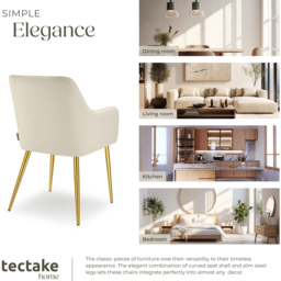 tectake Avane Set of 2 Beige High Backrest Dining Chair - Cream - Wilko - thumbnail 7
