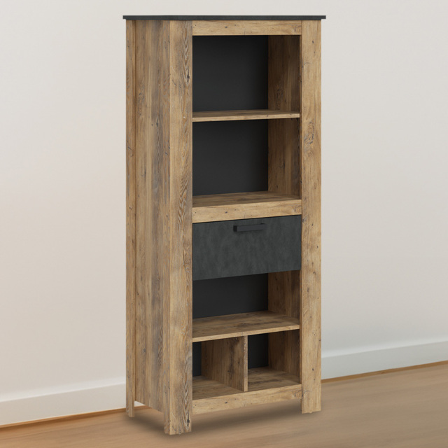 Florence Single Drawer 5 Shelf Chestnut and Matera Grey Bookcase - Brown - Furniture to Go - Wilko - image 1