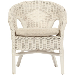 Desser Furniture White Wicker Kid Size Loom Chair with Cushion - Size: Single - Cream - Wilko - thumbnail 4
