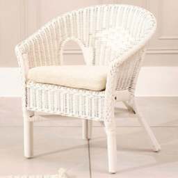 Desser Furniture White Wicker Kid Size Loom Chair with Cushion - Size: Single - Cream - Wilko - thumbnail 1