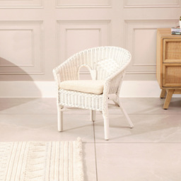 Desser Furniture White Wicker Kid Size Loom Chair with Cushion - Size: Single - Cream - Wilko - thumbnail 7