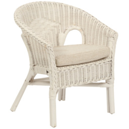Desser Furniture White Wicker Kid Size Loom Chair with Cushion - Size: Single - Cream - Wilko - thumbnail 3