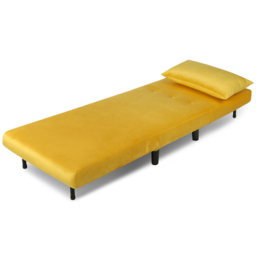 Aurora Single Seater Yellow Velvet Sofa Bed - Home Garden Direct - Wilko - thumbnail 7