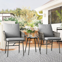 Outsunny 2 Seater Grey Rattan Bistro Set with 4 Cushions - Wilko - thumbnail 4