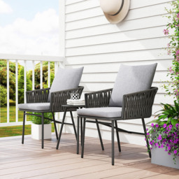 Outsunny 2 Seater Grey Rattan Bistro Set with 4 Cushions - Wilko - thumbnail 5