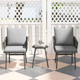 Outsunny 2 Seater Grey Rattan Bistro Set with 4 Cushions - Wilko - thumbnail 6