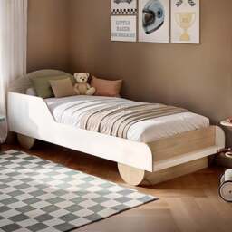 Flair Oliver Single White and Oak Car Wooden Bed - Wilko