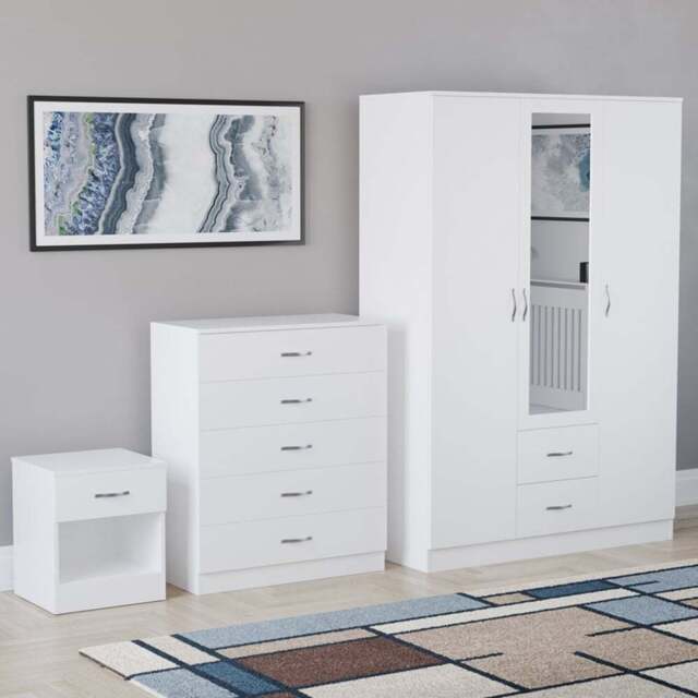 Vida Designs Riano White 3 Piece Bedroom Furniture Set - Wilko - image 1