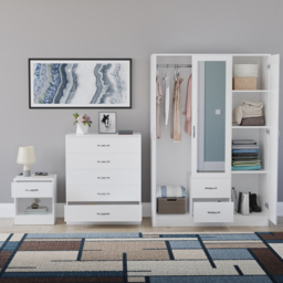 Vida Designs Riano White 3 Piece Bedroom Furniture Set - Wilko - thumbnail 4