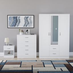Vida Designs Riano White 3 Piece Bedroom Furniture Set - Wilko - thumbnail 3