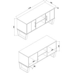 Texas 2 Door 2 Shelf Grey Flat Screen TV Unit - Size: 39 x 114 x 57cm - Wilko - thumbnail 7