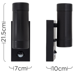 ValueLights Trenley 2 Pack Black Outdoor Light with PIR - Size: 9.5 x 7 x 21cm - Wilko - thumbnail 6